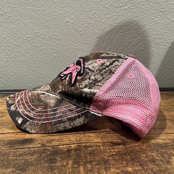 Duck Commander Pink And Camo Distressed Trucker Hat Adjustable Strapback Cap - Picture 3 of 8